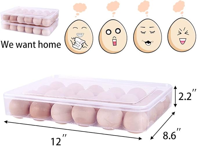 Sooyee 2 Pack Covered Egg Holders for Refrigerator,Clear 2X24 Deviled Egg Tray Storage Box Dispenser,Stackable Plastic Egg Cartons,Egg Holder Countertop(48 Eggs)