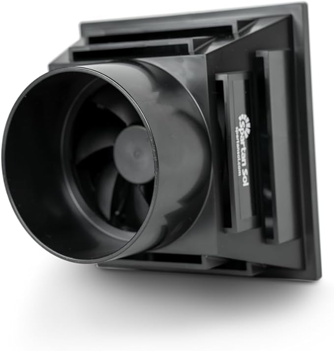Solar Ventilation Fan - Universal Fit for 3” and 4” Pipes - Portable Exhaust Fan For Porta Potty, Sheds, Dog Houses, Green Houses - Compact size 6”x6”x4.5”