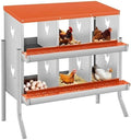 Egg Protection & Large Vented Holes - Galvanized Steel Chicken Nesting Box - 6 Compartments, Wall-Mountable, Easy Clean, Rustproof Hen Laying Box - Red, 84.5 x 42 x 90.3cm, 6 Compartments ZW