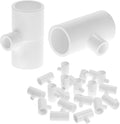 QWORK Chicken Waterer PVC Tee Fittings, 20 Pack PVC Pipe Fitting, Fully Automatic for Threaded Poultry Drinker, White