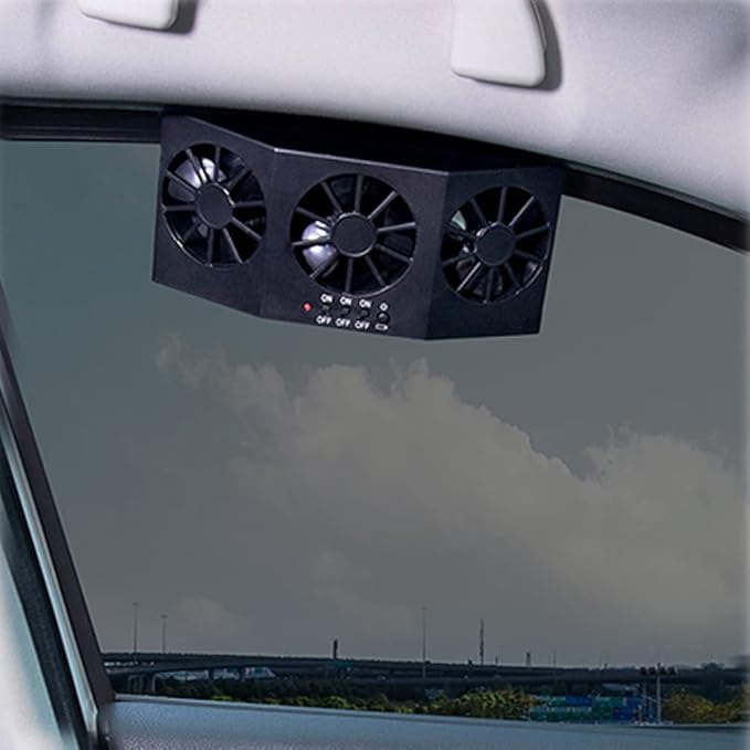 Car Solar Powered Window Exhaust Fan,Car Air Purifier,Car Solar Power Air Vent Radiator Fans for Backseat or Frontseat,Vehicle Ventilation Fan(Black)