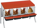 Chicken Nesting Boxes, 4-Hole Wall Mount Roll Away Nest for Easy Cleaning & Egg Collection, Metal Chicken Coop Nest for Hens, for Backyard, Farm, Poultry Coop with Bracket Legs, Orange