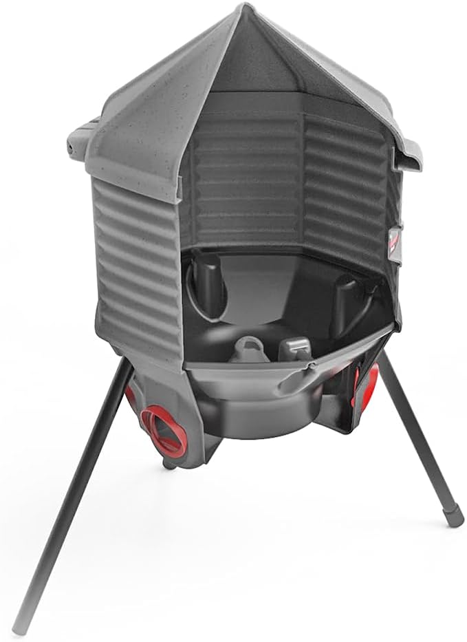 CoopWorx Poultry Feeder - 80 lb Capacity - Adjustable Height - UV Stable - Weather Resistant - 8 Feed Ports - Silo Shaped Design - Rust-Proof - Intended for Chickens/Ducks/Turkeys - Made in USA