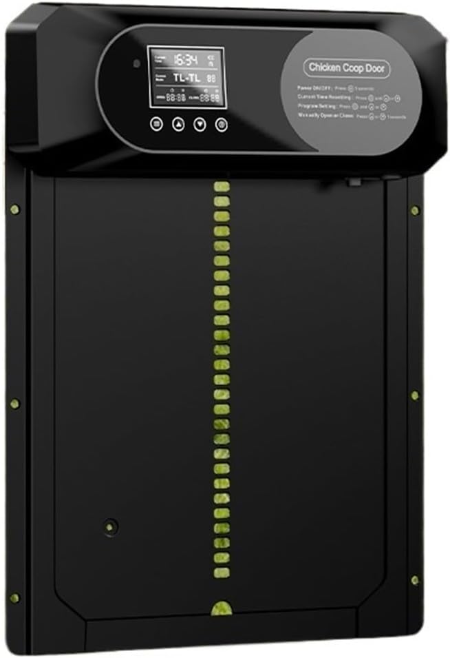 Solar Powered Automatic Chicken coop Door, Display, with Timer and Remote Control, Four Modes