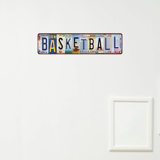Basketball Sign Vintage Basketball Street Signs Basketball Decor Road Metal Tin Sign Basketball Gifts For Boys Bedroom Basketball Poster Room Wall Decorations 4x16 Inch
