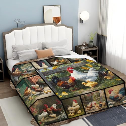 Farmhouse Rooster Blanket Chicken Gifts for Boys Girls 50"x40" - Flannel - Image 6