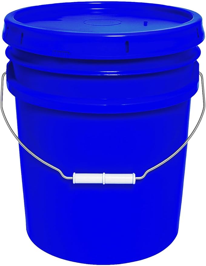 5-Gallon Bucket with Airtight Lid – Made in USA, Food Grade BPA Free Plastic, Heavy Duty Multi-Use, Metal Handle with Grip, Stackable Storage – Blue, 1 Pack