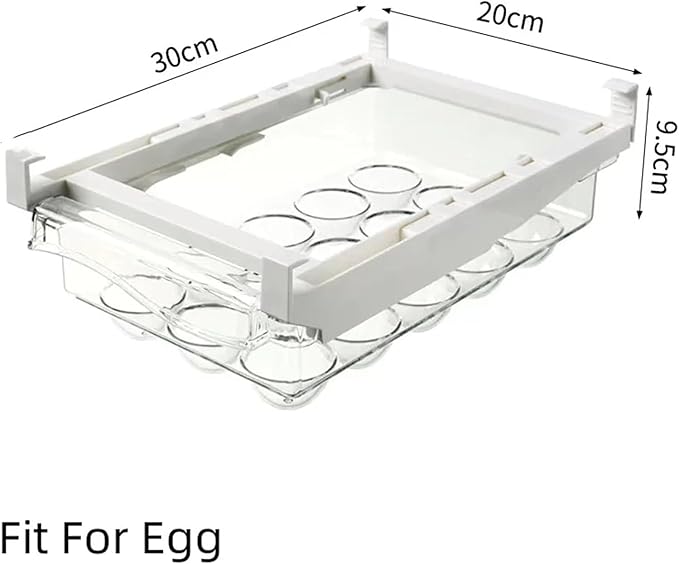 Egg Tray – Refrigerator Egg Organizer, Clear Plastic | Keep Eggs Secure & Visible in Your Fridge – Transparent Drawer-Style Storage Bin Saves Space, Protects Eggs, and Makes Kitchen Organization Easy