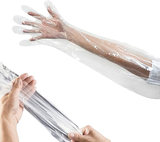 50 Disposable Field Dressing Gloves Veterinary Insemination Rectal Long Gloves, Extra Long Sleeve Full Arm