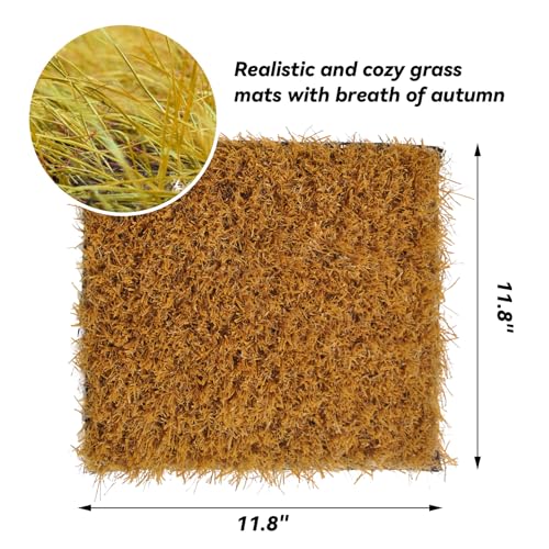 4 PCS Washable Chicken Nesting Pads,11.8x11.8 Artificial Grass Turf Reusable Chickens Nest - Yellow, Polyethylene (PE) - Image 4