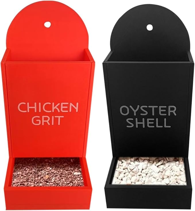 Chicken Oyster Shell and Grit Feeder, Hanging Chicken Feeder Trough, Oyster Shell Feeders for Chickens, Chicken Coop Accessories, Gravity Poultry Feeder, Automatic Chicken Feeders (Set C)