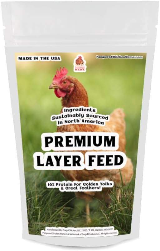 Pampered Chicken Mama Chicken Feed Mash - Premium Layer Feed Pellets - High Protein & High Calcium Chicken Grower Feed Supplies (10 Pounds)