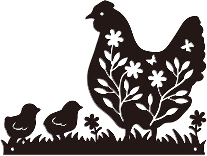 WADORN Metal Farmhouse Hen Wall Art Decor, Farmhouse Chicken Coop Metal Wall Art Hanging Decor Signs for Home Chicken Wall Sculpture Statues Decor for Dining room Porch Bedroom, 10.9x11.81 Inch, Hen