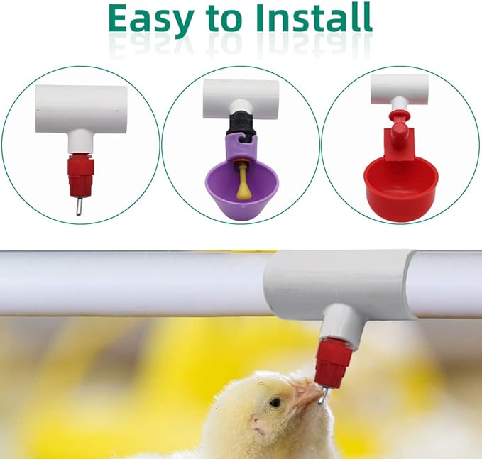 PVC Tee Fittings for Threaded Nipples Chicken Waterer- Reducing Tee Fittings for Schedule 40 PVC Piping with 1/8'' FPT Threads (20)