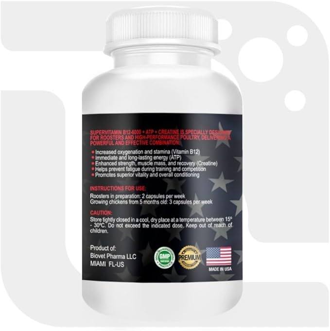 B12 6000 Poultry Vitamin for Chickens & Roosters – Supports Energy, Appetite & Vitality - Nutri-Line 100 Tablets