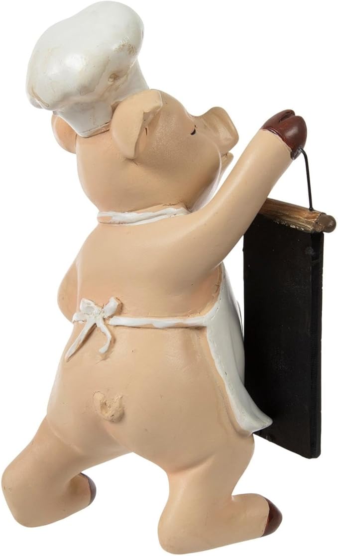 Hobby Lobby Farm Animal Kitchen Figurines, Farmyard Friends, Home Kitchen Coffee Bar Office Decor (Chef Pig Holding Sign)