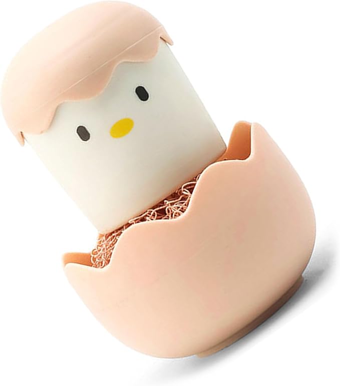 Cartoon Eggshell Dish,Cleaning Brush Long Lasting,Easy to Grip Cute Kitchen Scrub Brush,for Fresh Eggs and Incubator Scrub Brush for Washing Dishes Kitchen Utensils (Pink)