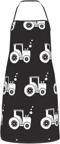 Apron for Women And Men, Waterproof Adjustable with Pocket Washable Cooking Apron, Chef Grilling BBQ Baking Crafting, Personalized Tractors White Black