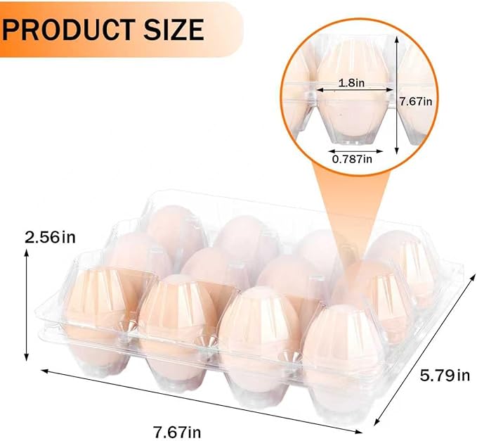 150 Pack 12 Count Plastic Egg Cartons - Bulk Cheap Clear Reusable Egg Containers for Chicken Eggs, Dozen Egg Storage Solutions. (150)