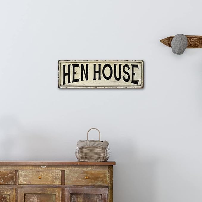 Hen House Sign Farmhouse Signs Wall Decor Art Country Decorations Rustic Vintage Home Tin Plaque Farm Chickens Eggs Gift 6 x 18 High Gloss Metal 206180028193