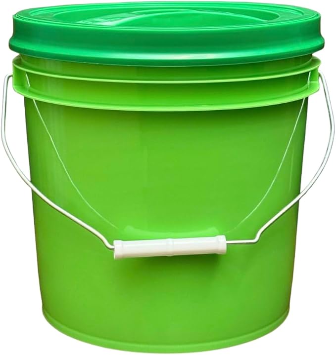 House Naturals 2 Gallon Food Grade - BPA Free Made in USA Buckets Lime Color pails with Screw On Gasket Lids (3, Lime - Green lids)