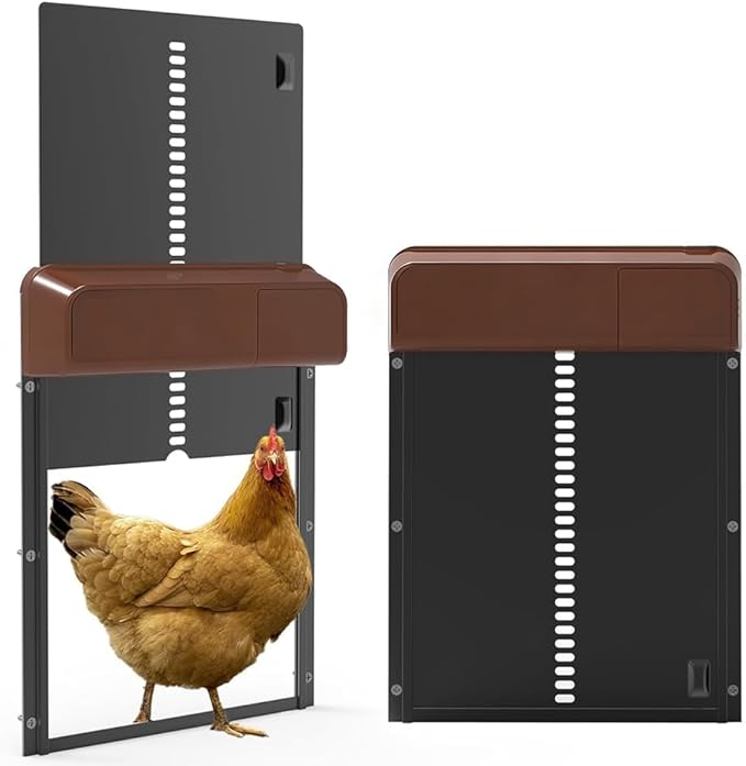 Automatic Chicken Coop Door Battery Powered, Aluminum Auto Chicken Coop Opener with Anti-Pinch Sensor, Smart Timer for Hens, Ducks, Geese Poultry