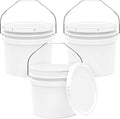 3.5-Gallon White Bucket Pail Container with Lid | Food Grade | Heavy-Duty Extra Durable | Metal Handles with Plastic Grip for Easy Carrying | Multi-Use | Easy Stack and Store | BPA Free - 3 Pack