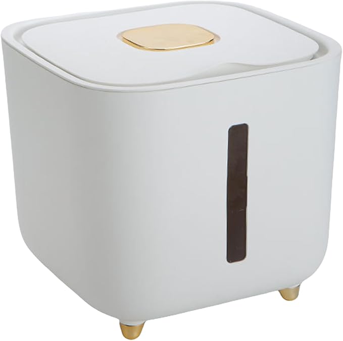 Grain Hopper - High Volume Sealed Provision Bin With Cover, Food Preservation Holder, Large Household Supply Vault, Animal Feed Reservoir, Clear Level Display | for Home Cupboard Pet Feeding Managemen
