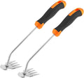 QWORK 2 Pack Weed Puller Tool with Ergonomic Handle - Uprooting Weeding Tool for Yard, Farm, Garden | Stainless Steel Weed Remover Tool| Multi-Functional Crescent Shovel for Efficient Weed Control