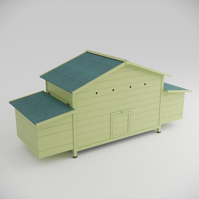 Large Wooden Chicken Coop Outdoor Hen House with 2 Free-Range Doors, 2 Nesting Boxes, and Chicken Perch for Backyard Poultry, 11.12 ft²