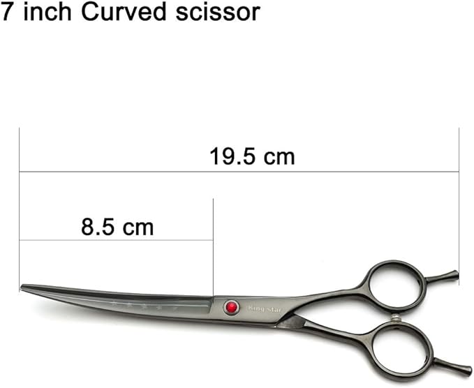 7.0in Professional Pet Grooming Scissors Set,Straight & Thinning & Curved Scissors 3pcs Set with Comb for Dog Grooming,A419 (Black-Grey)