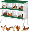 Chicken Nest Box, 8-Compartment Egg-Laying Box, Metal Hen House, Convenient for Collecting Eggs - Ventilated Poultry House Equipment - Suitable for Hens, Ducks Green,with Stand