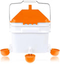 Chicken Waterer with 4 Water Cups,2 Gallons Watering Bucket with Automatic Chicken Waterers, Hanging Chicken Waterer Suitable for Chicken, Ducks, Pigeons and Quails(Orange)