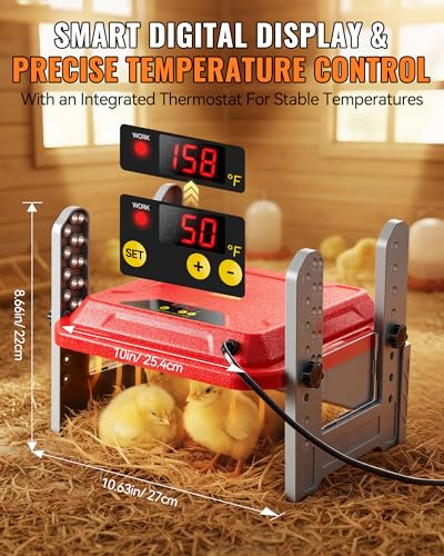 Chicken Brooder Plate, Smart Chick Heat Brooder Adjustable Temperature with LCD Display - 12.6"L x 3.2"W x 11.0"H, Red - Image 2