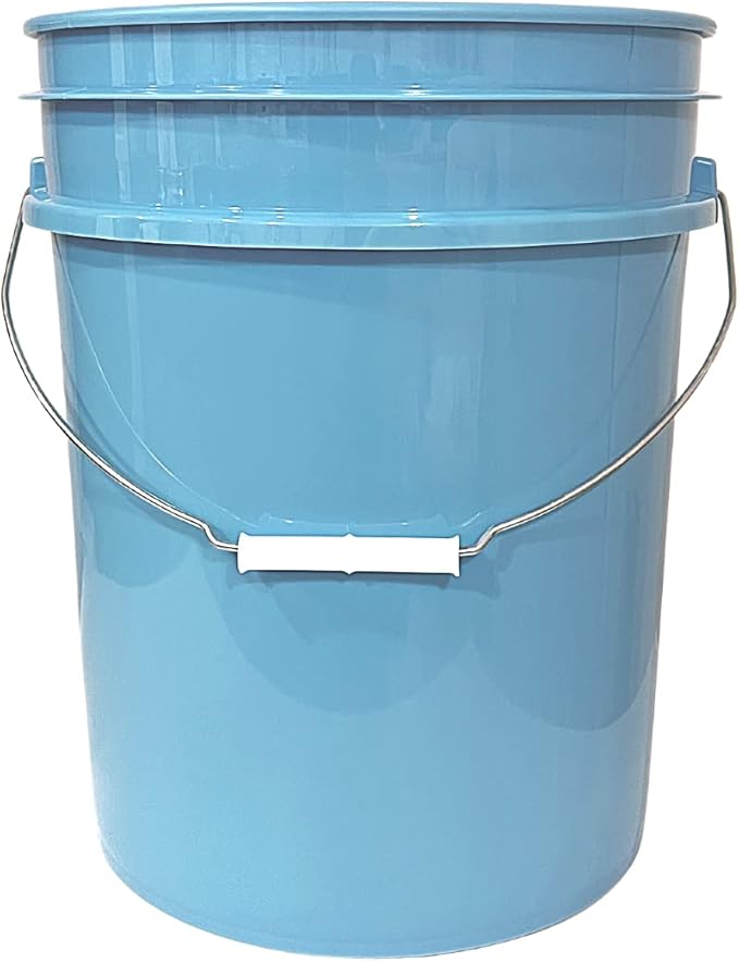 House Naturals 5 Gallon Food Grade BPA Free Made in USA Bucket Pail with Air Tight Double Gasket Screw On Lid (Pack of 2), Light Blue and Orange
