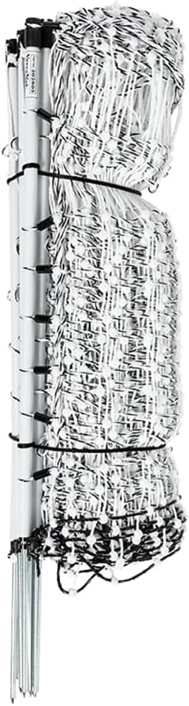 Premier 1 VersaNet® Plus, 20" H x 50'L Portable Electric Garden Net Fence with Built-in Posts | 2" x 2" Strand Spacing at Bottom to Keep Rabbits, Raccoons & Varmints Out of Gardens | White/Black