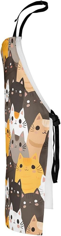 jejeloiu Cartoon Cats Apron for Women Men 26"x31"