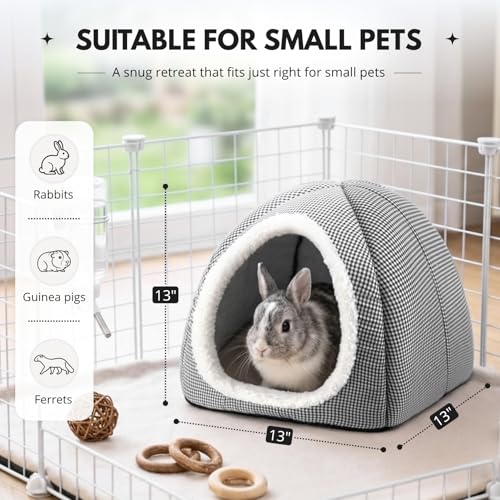 Rabbit Hideout Bed for Large Bunnies, Soft Plush Bunny House - Charcoal, Polyester - Image 5