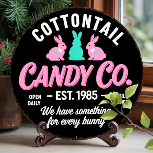 Cottontail Candy Co Round Aluminum Metal Sign Family Owned We Have Something for Every - 8x8 Inch - Image 3