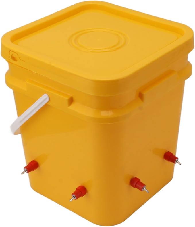 GLOGLOW Automatic Chicken Waterer Bowl, Durable Plastic with Gravity System, 12L Drinker for Chickens, Ducks and Other Poultry (Bucket + Butt Red Head)