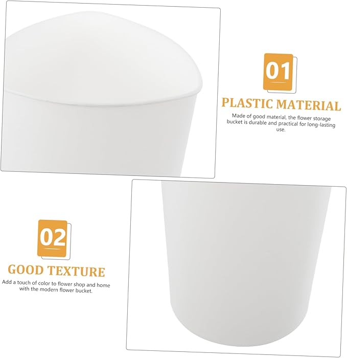 VICASKY White Triangle Flower Bucket Decorative Storage Pot Flowers Plastic Tub Basket Utility Bucket Rustic Floor Vase Farmhouse Style