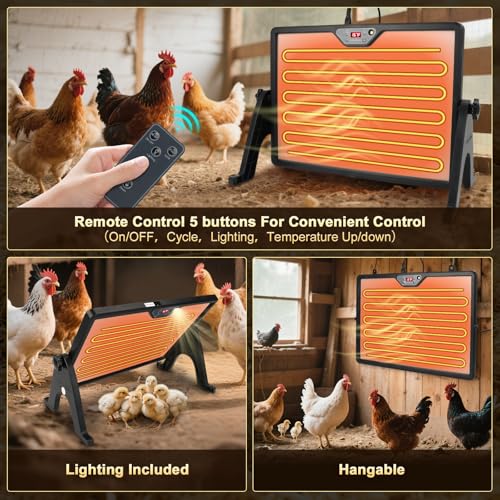 Smart 180W Chicken Coop Heater with Remote Control - Black, Low Energy Consumption - Image 4