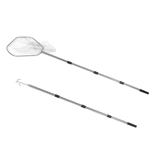 Adjustable Stainless Steel Chicken Catching Net with Telescopic Handle and Hook for Outdoor Poultry Farming, Portable Farm Animal Catcher Set