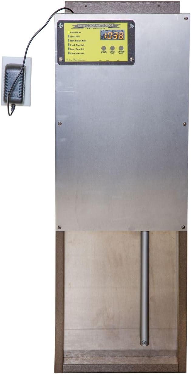 Solar Automatic Chicken Coop Door with Timer, Safety Sensor, Aluminum & Polycarbonate Frame, Black, For Chickens, Farmers & DIY Enthusiasts