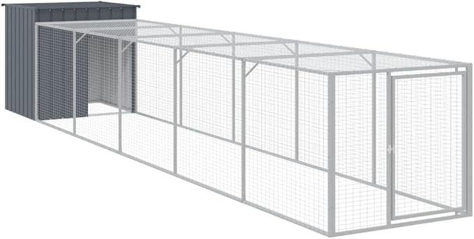 19.9 FT Galvanized Steel Chicken Coop Outdoor Run, Anthracite Frame with Mesh Ventilation, Backyard Poultry Kennel