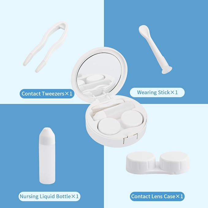 Chickens And Farm Contact Lens Case with Mirror, Portable Contact Lens Box with Solution Bottle, Glasses Travel Holder with Tweezers, Contact Case Storage for Women Men