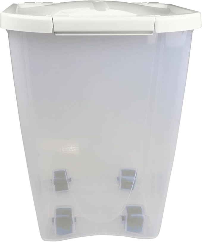 25 lb Pet Food Storage Container with Wheels, Airtight Lid, Tight Seal to Keep Food Fresh, Mobile Rolling Bin for Dog Food, Cat Litter & Bird Seed