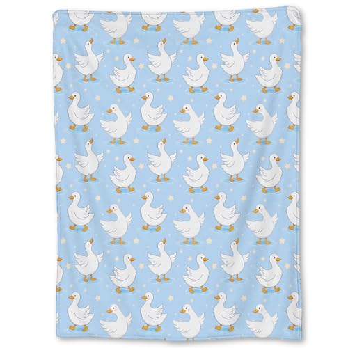 Cute Goose Blanket Gifts, Stars and Water Ripples Flannel Throw Blanket for Couch - 60×50 Inch, Travel & Home Decor by Ti Caldi