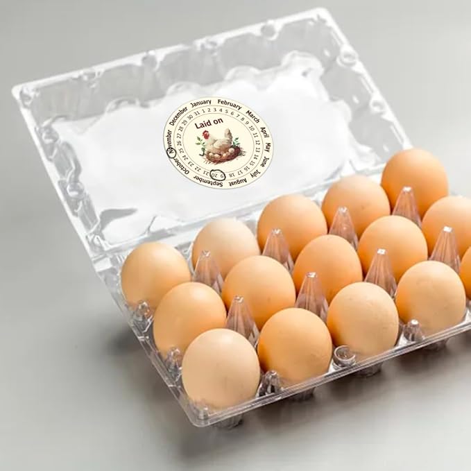 320 Pcs Egg Carton Labels, 2 Inch Round Farm Fresh Lain on Sticker PET Adhesive Egg Packaging Sticker for Box Container Carton Farm Supplies