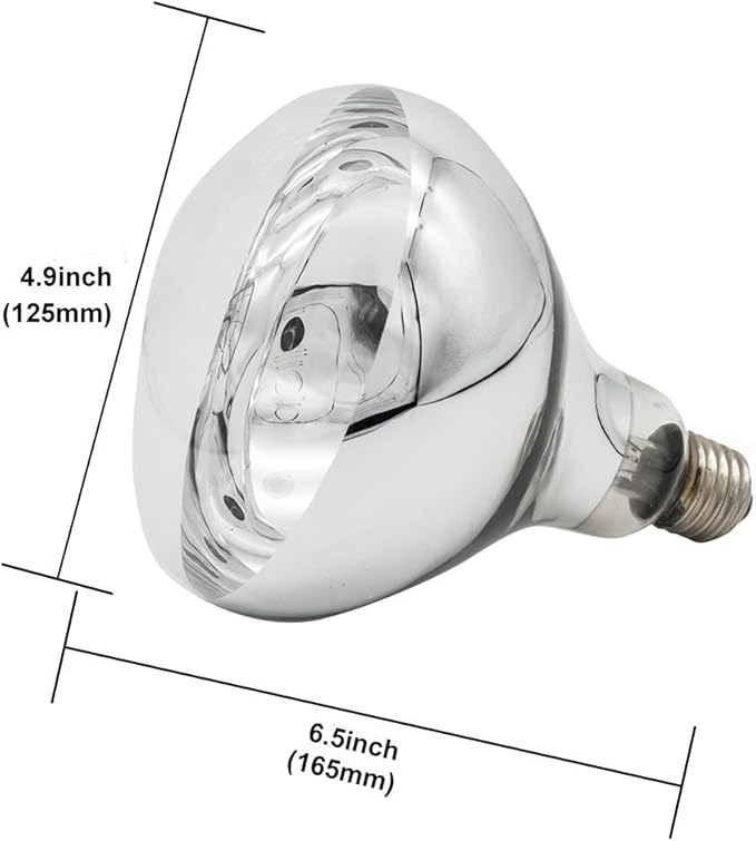 Heat Lamp Bulb Clear Infrared Light Bulb 250 Watt Hard Explosion-Proof Glass for Chicks, Poultry, Bathroom, Food Heating, Light Therapy (120V,250W)